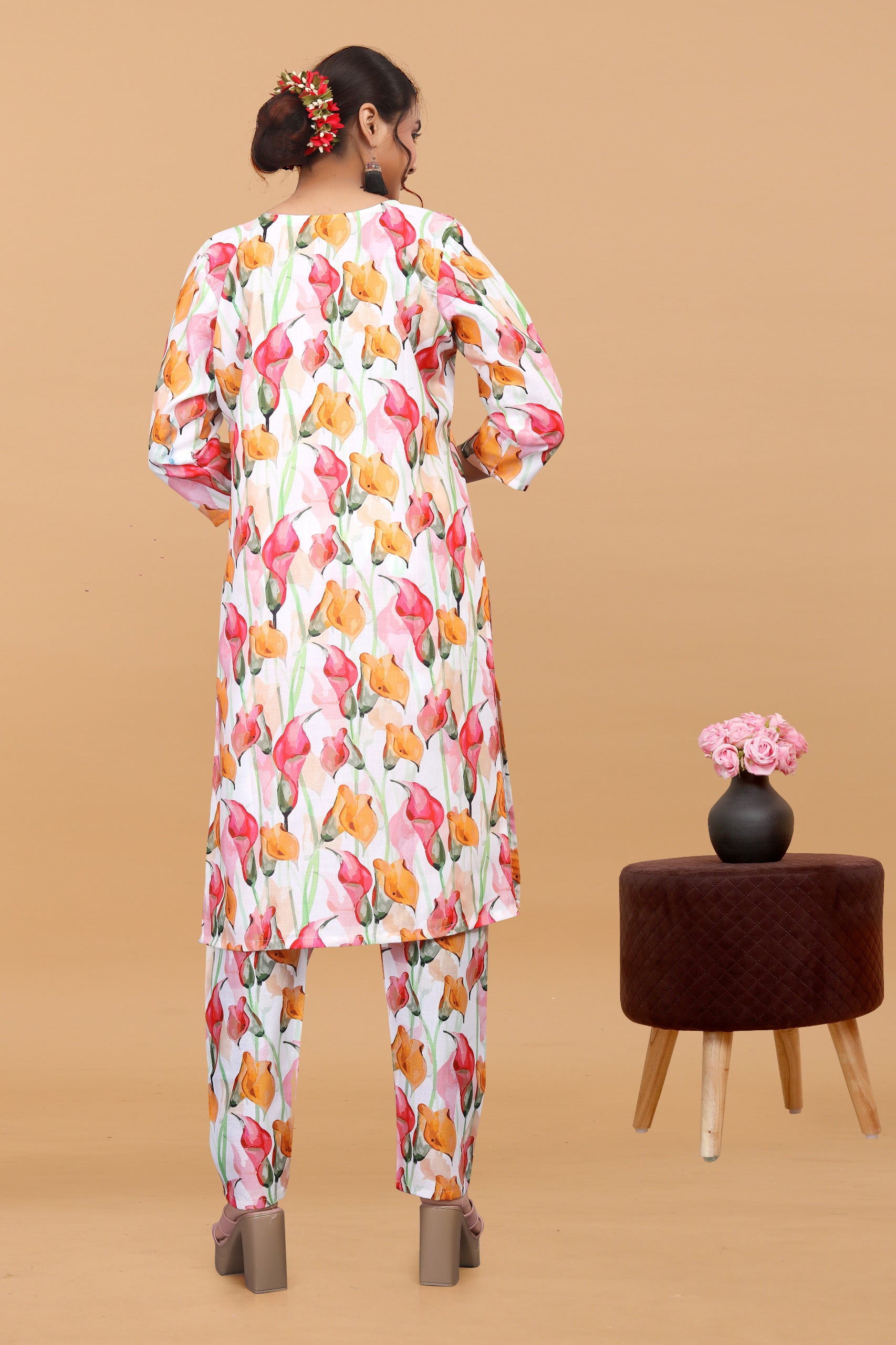 Women's Printed Linen Cotton Co-ord Set