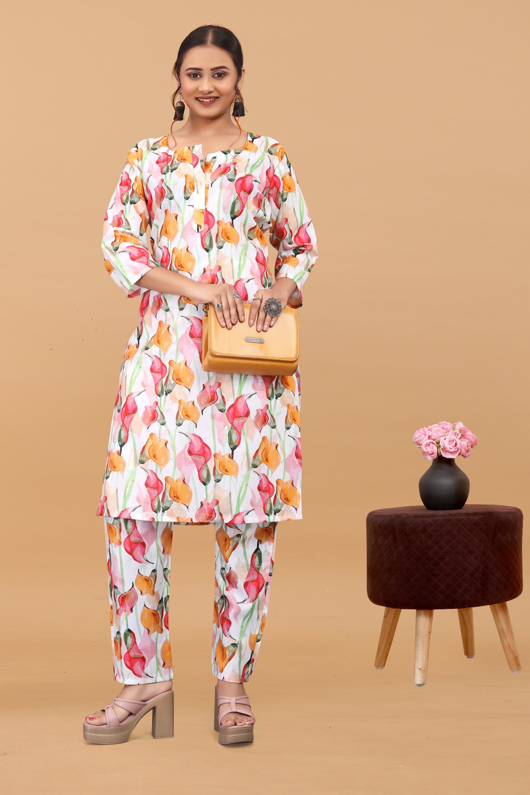 Women's Printed Linen Cotton Co-ord Set