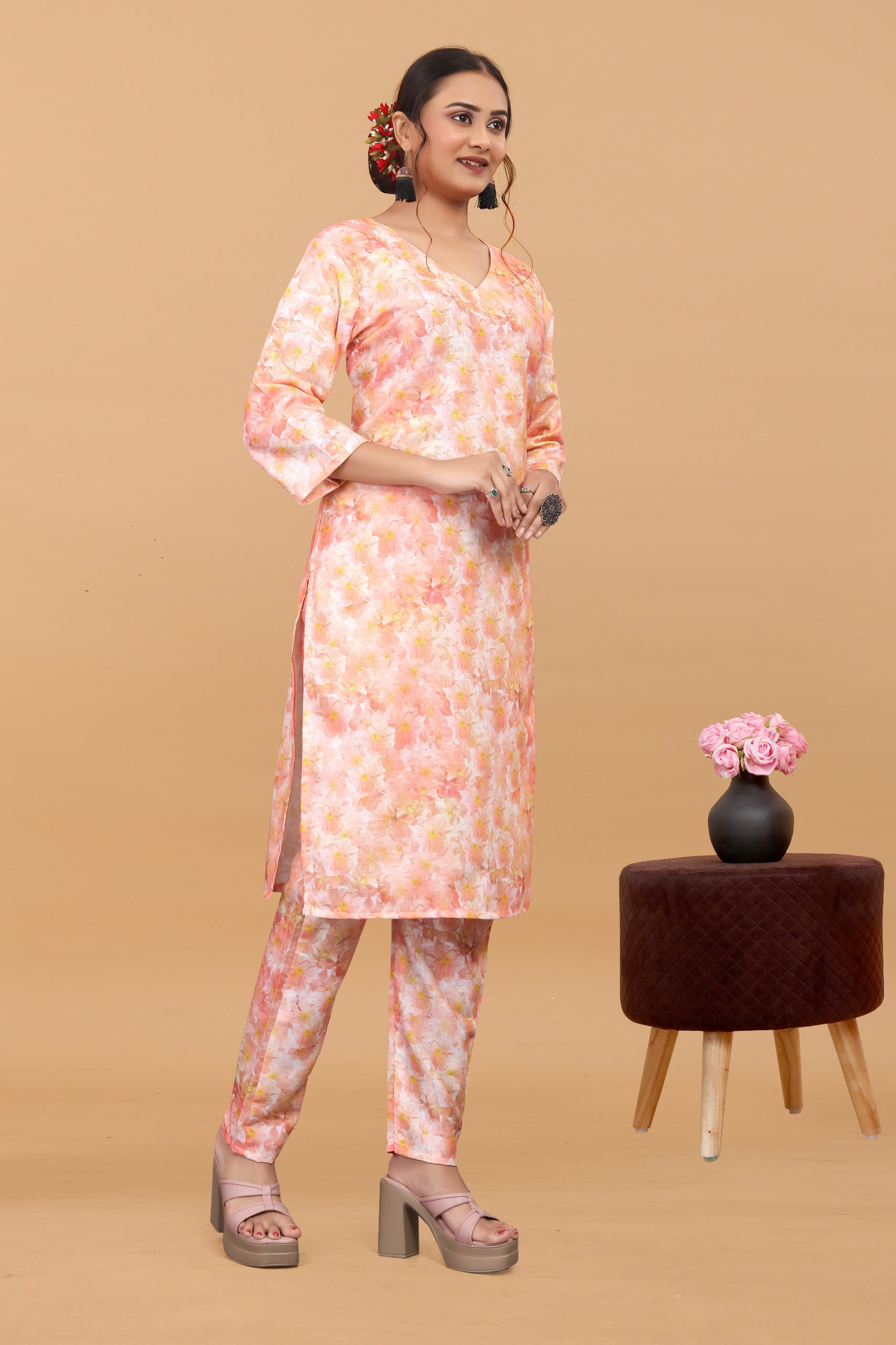 Women's Digital Printed Linen Cotton Co-ord Set