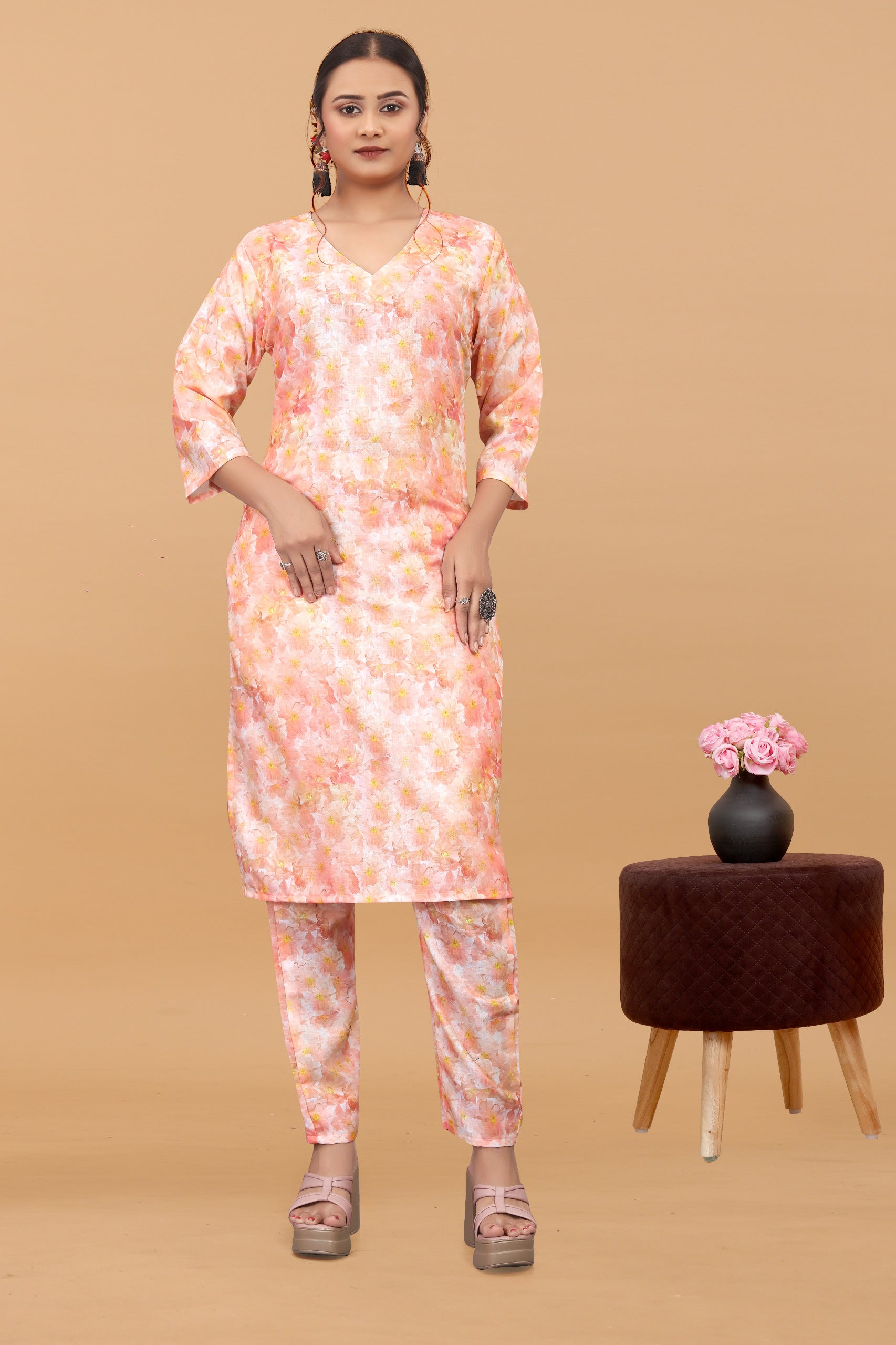 Women's Digital Printed Linen Cotton Co-ord Set