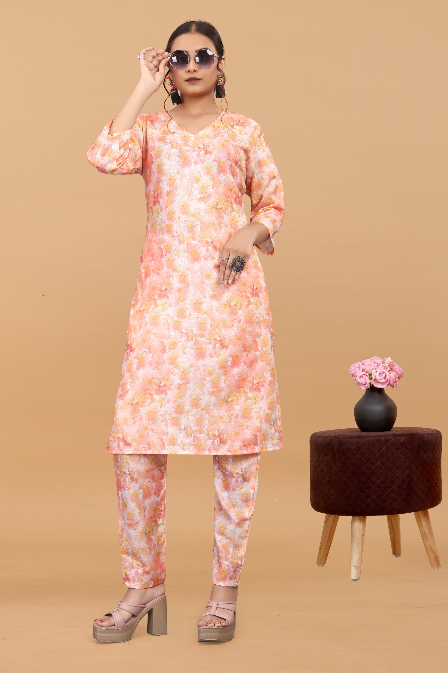 Women's Digital Printed Linen Cotton Co-ord Set