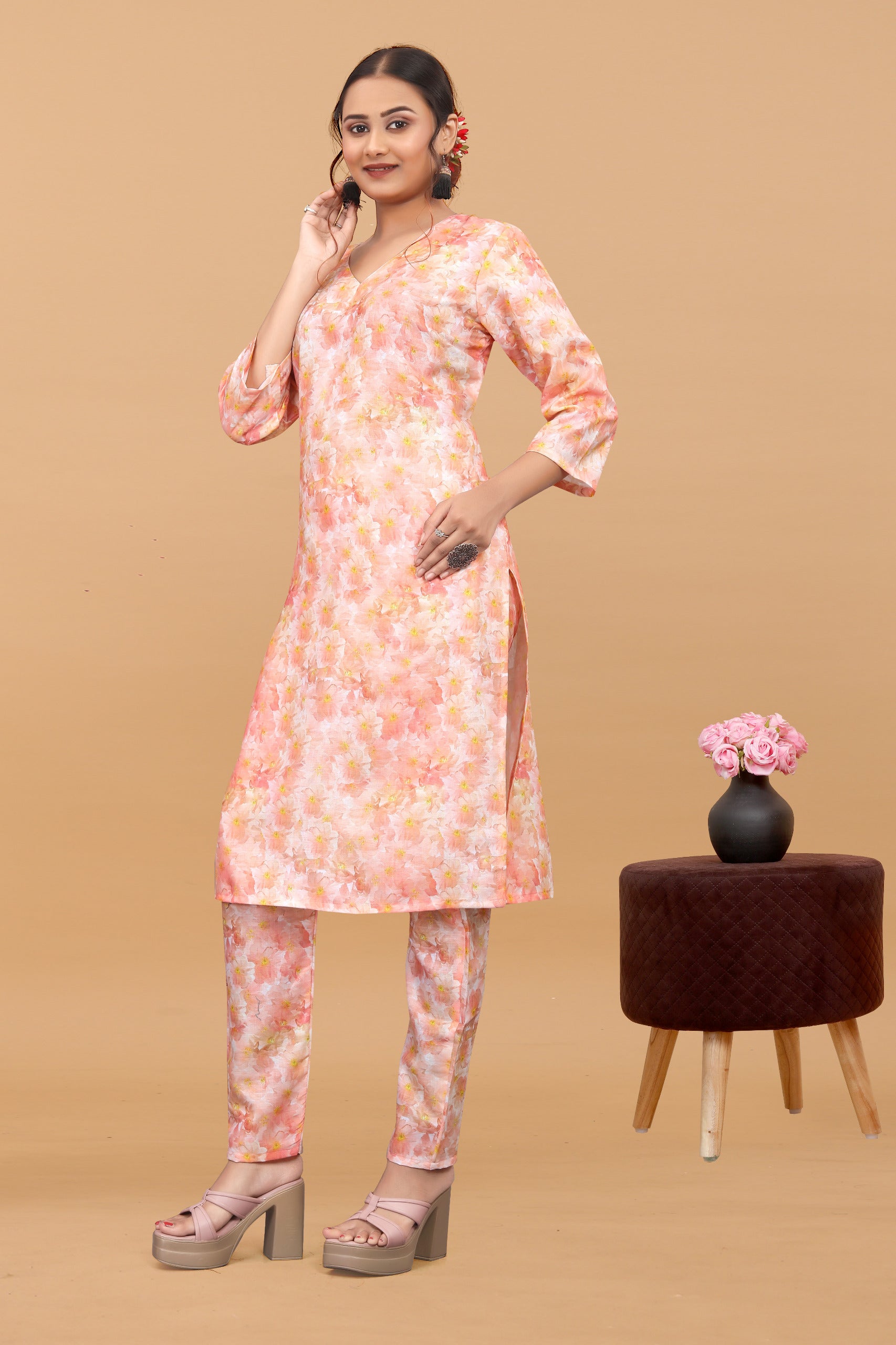 Women's Digital Printed Linen Cotton Co-ord Set