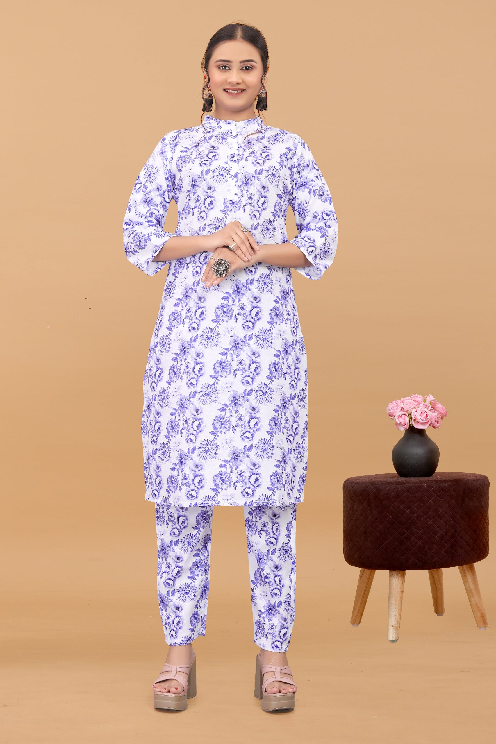 Women's Printed Linen Cotton Co-ord Set