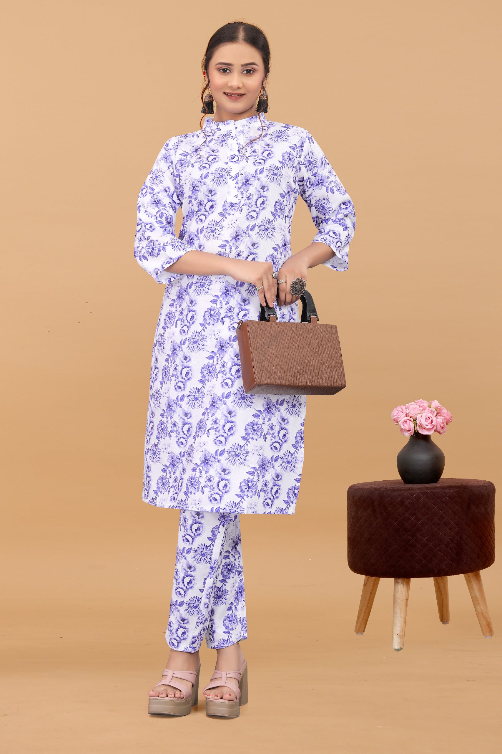 Women's Printed Linen Cotton Co-ord Set