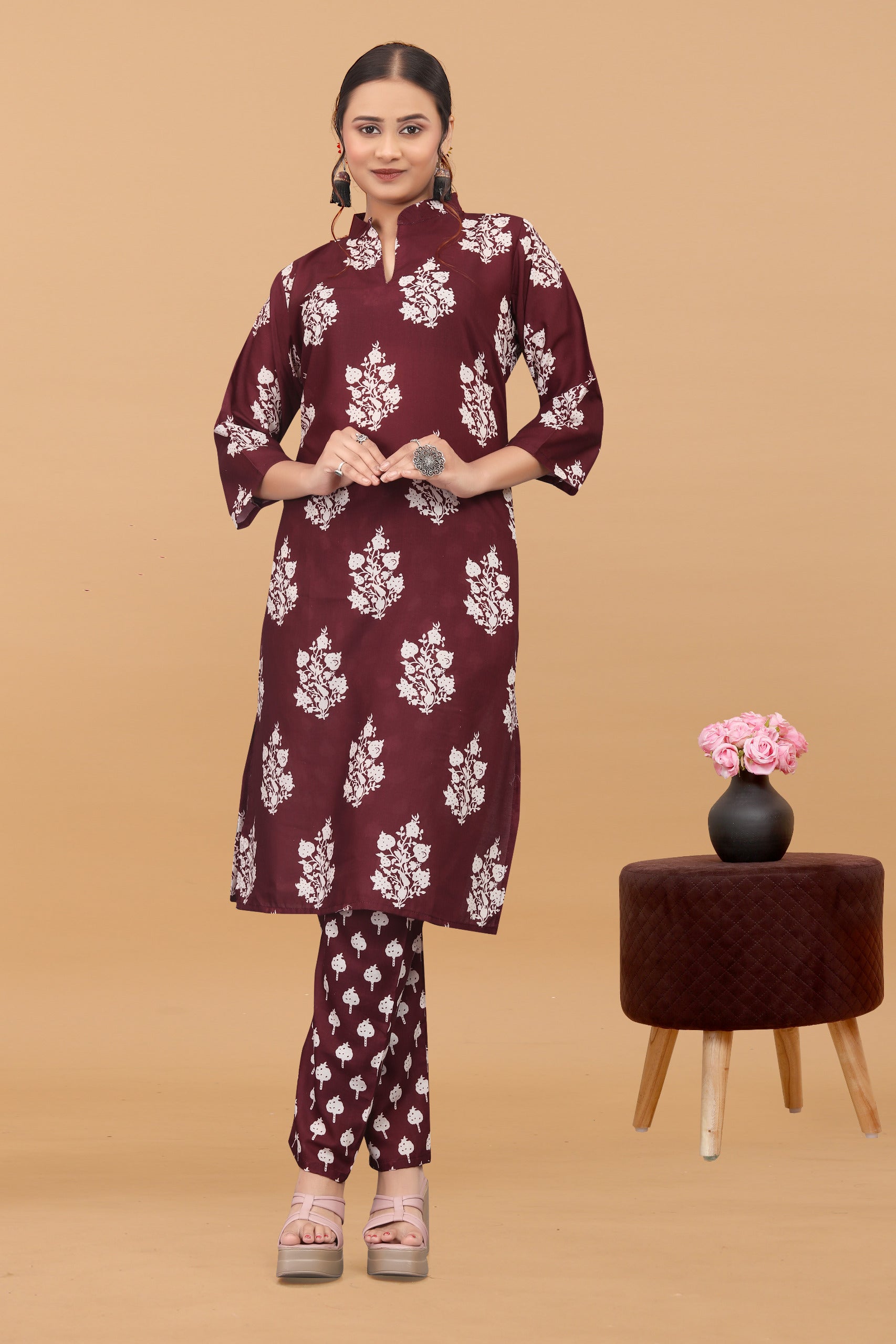 Women's Digital Printed Cotton Kurta With Pants