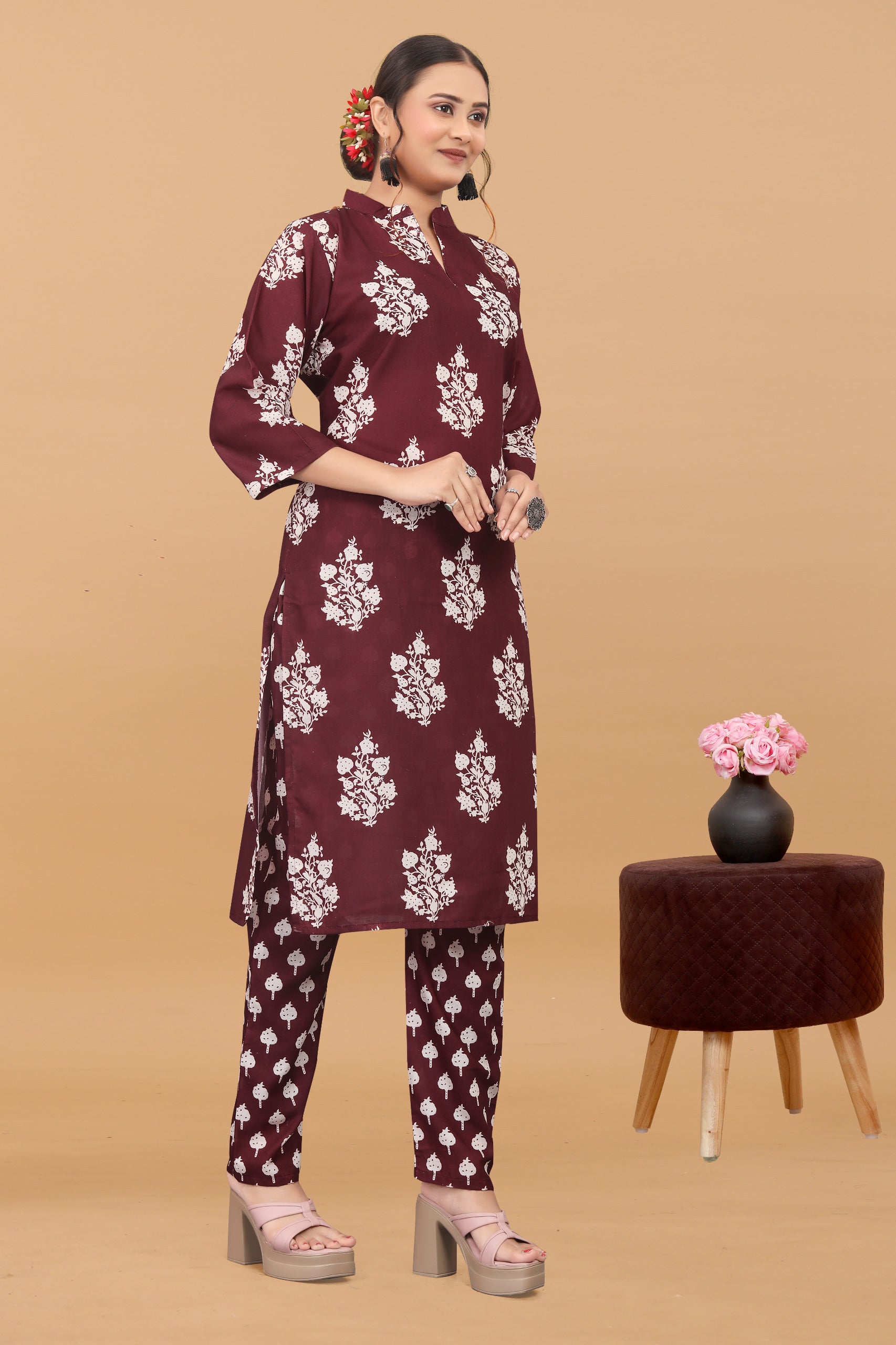 Women's Digital Printed Cotton Kurta With Pants