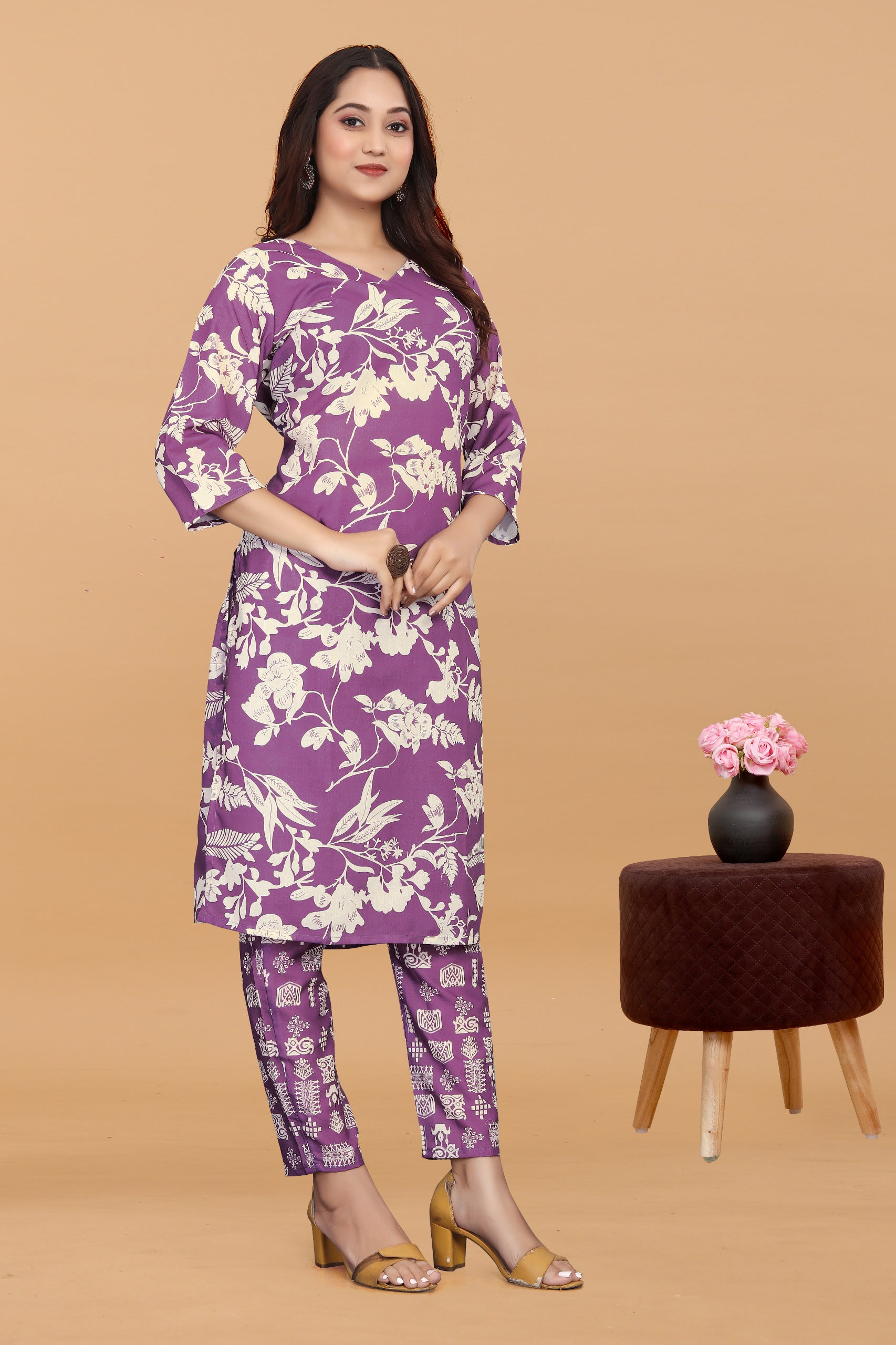 Women's Floral Printed Cotton Kurta With Pant