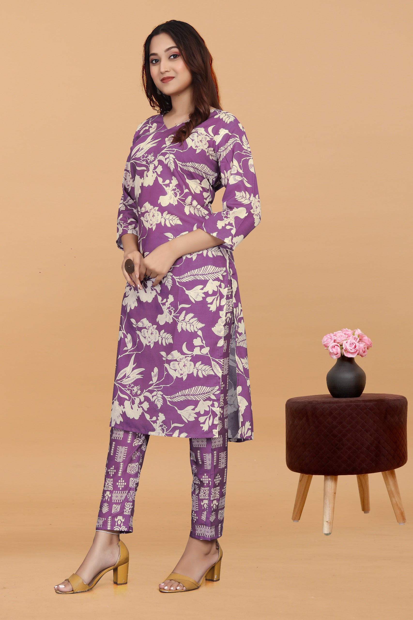 Women's Floral Printed Cotton Kurta With Pant
