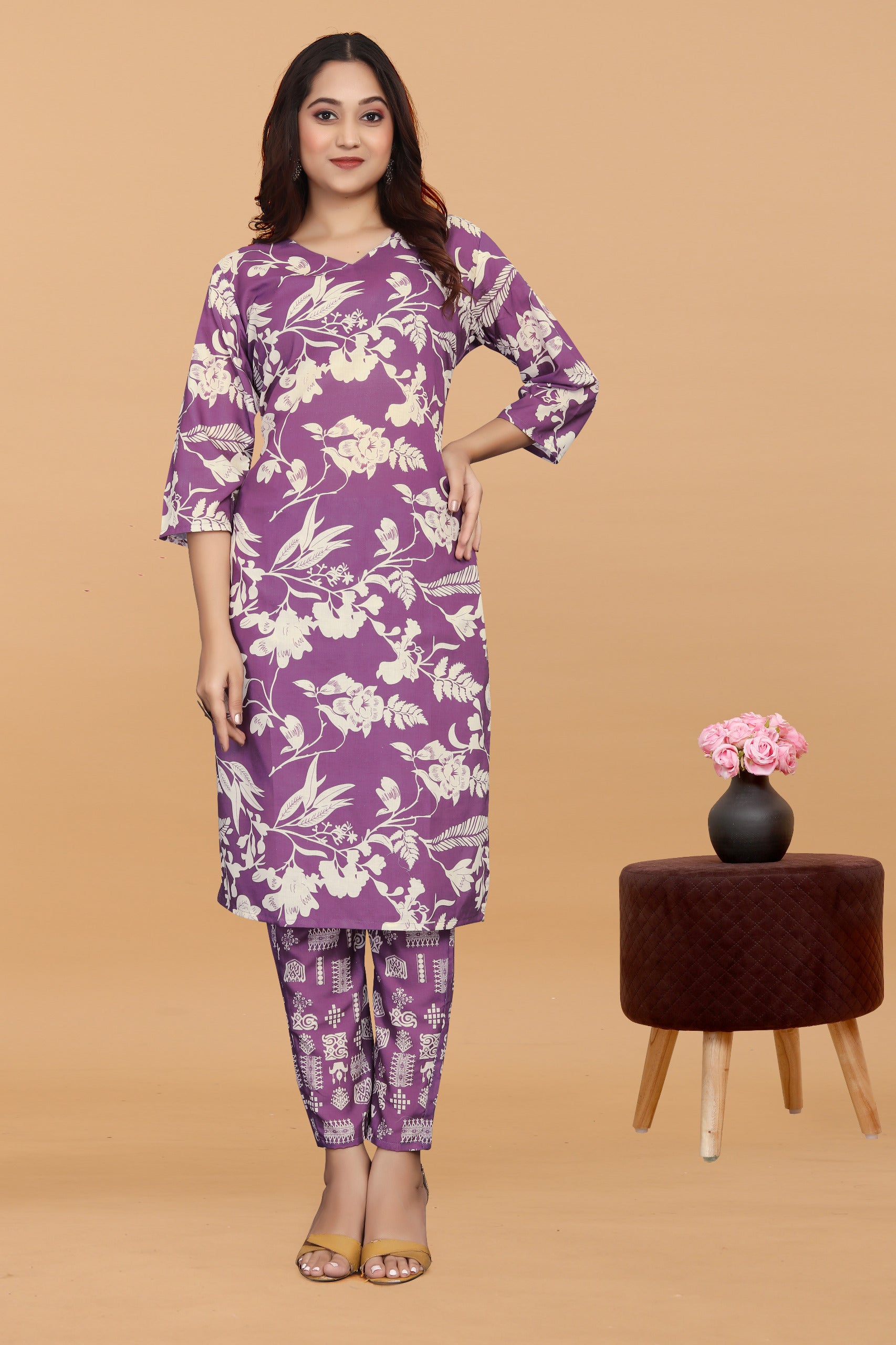 Women's Floral Printed Cotton Kurta With Pant